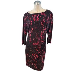 Chaps By Ralph Lauren Size L Sheath Dress Red Black Pink